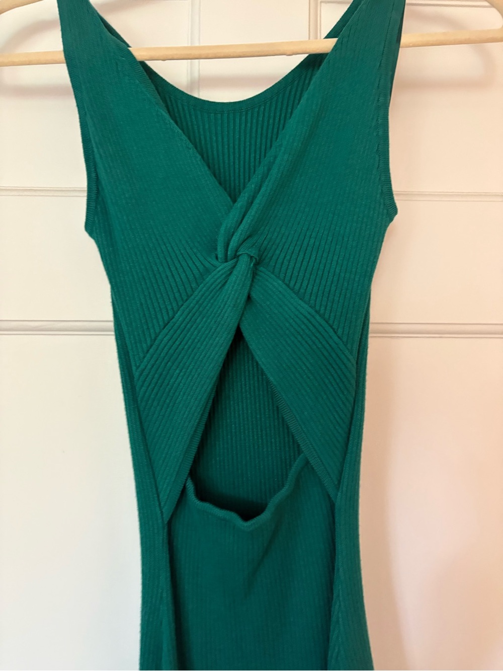 Teal Ribbed Knot Front Dress